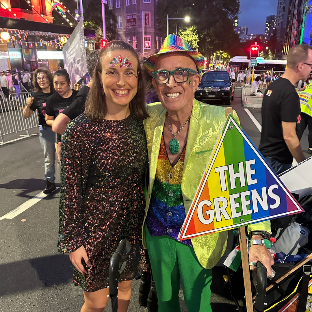 Amanda Cohn and Ray Goodlass at Mardi Gras in Sydney 
