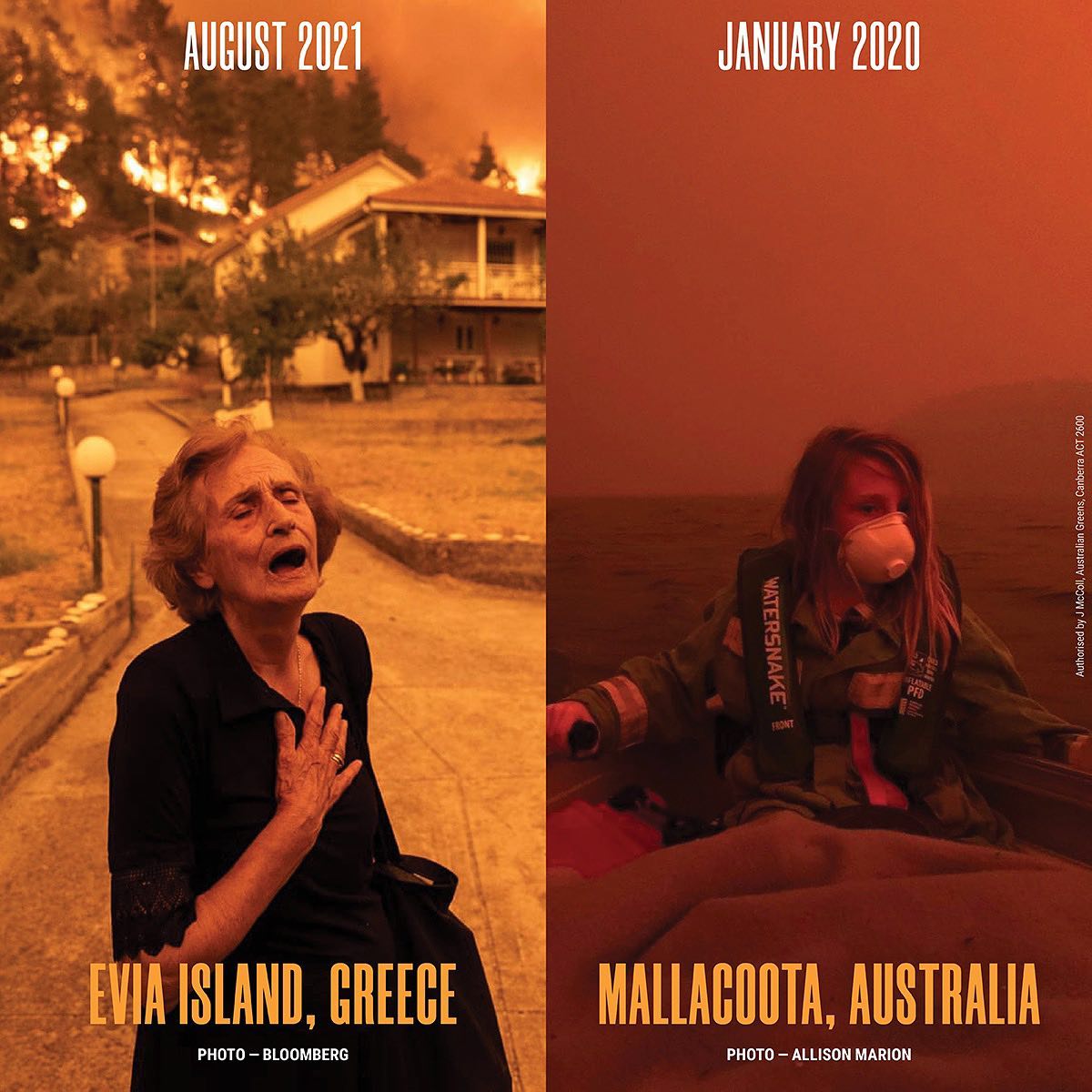 Australia & Greece.jpeg Fires in Greece in 2021 and fires in Australia 2019