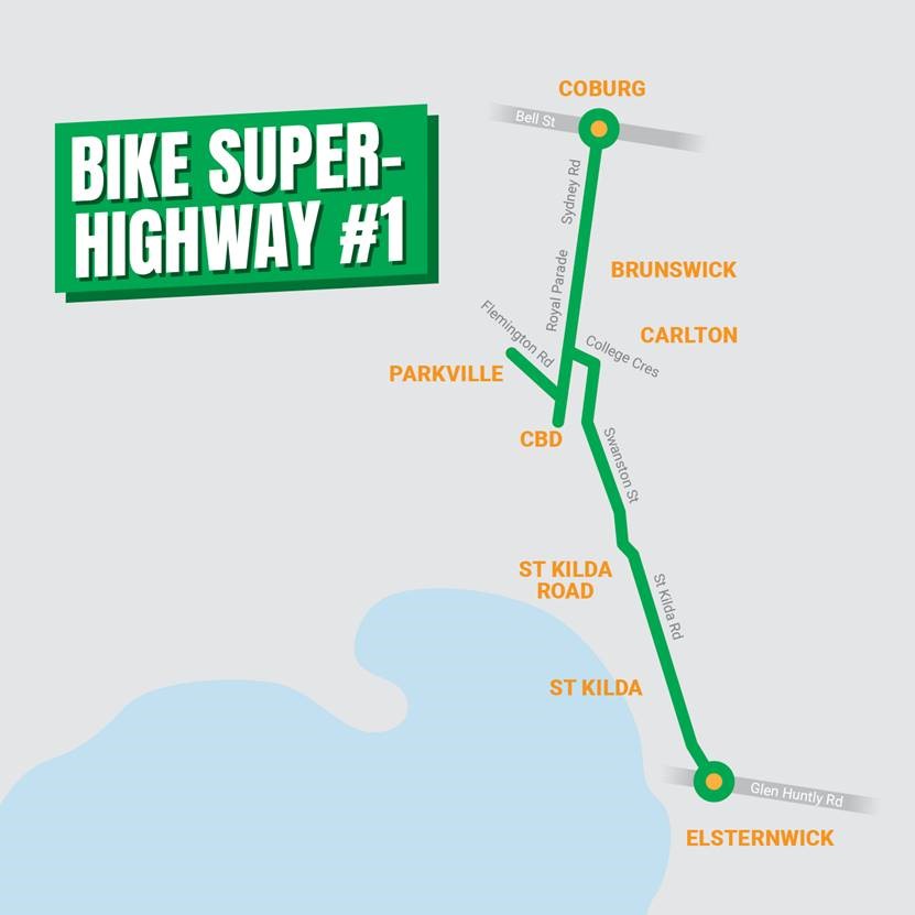 Map of proposed bike superhighway