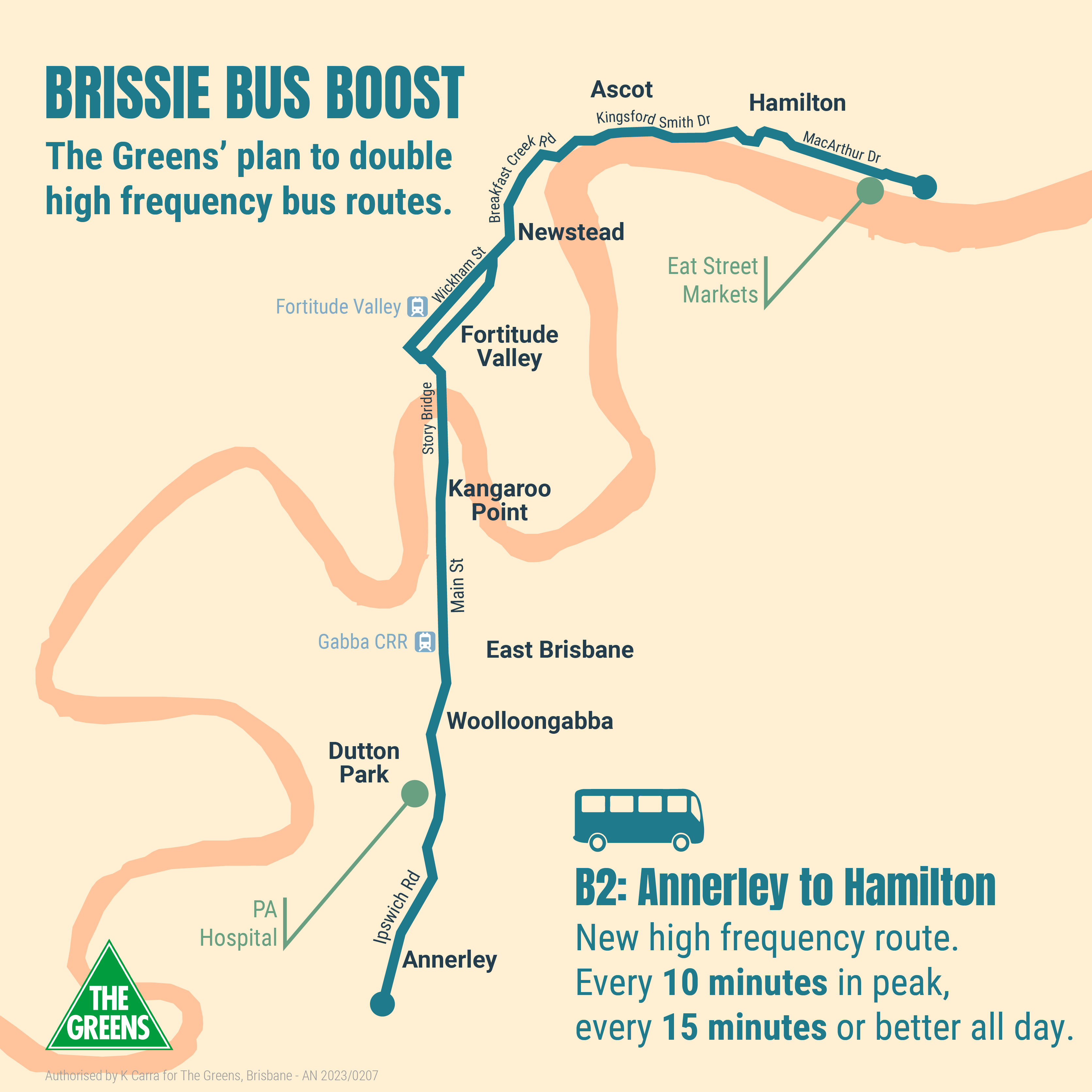 Proposed bus route from Annerley to Hamilton