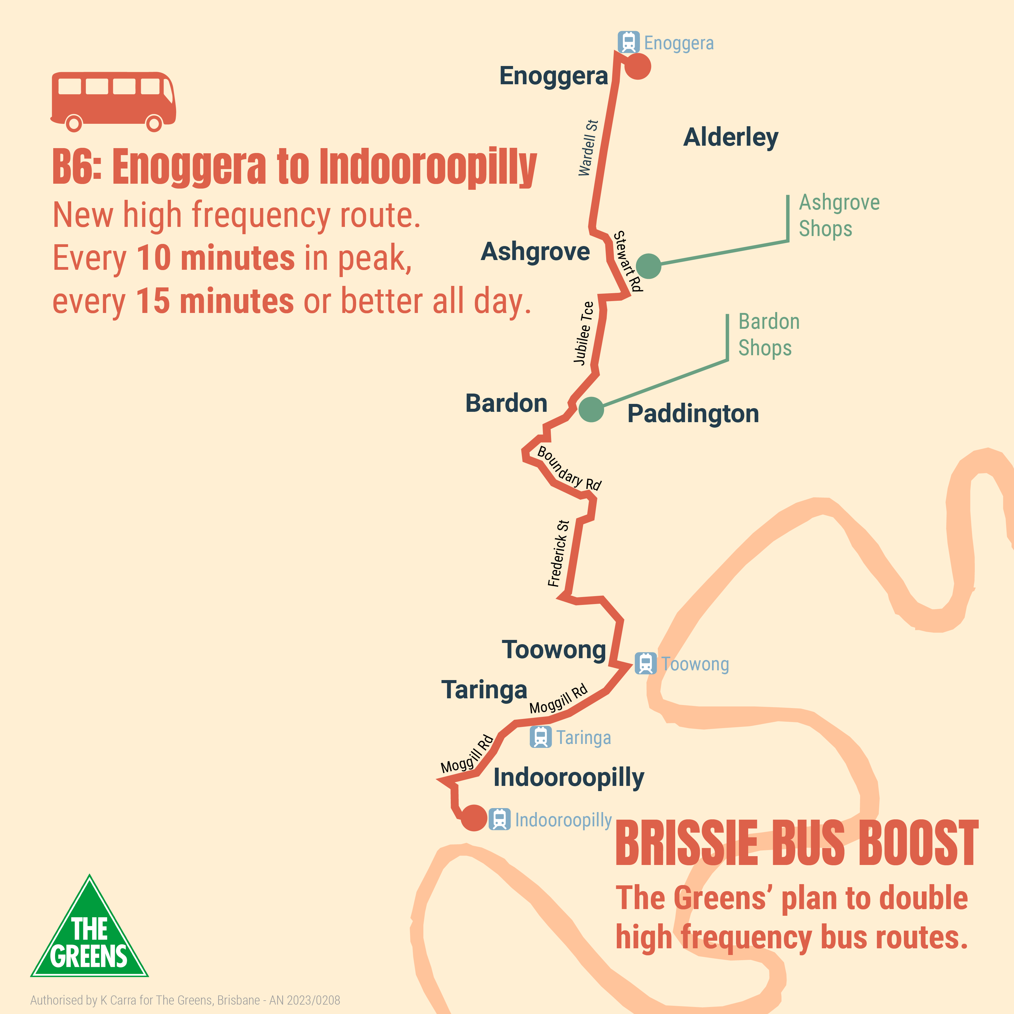 Proposed Enoggera to Indooroopilly bus route