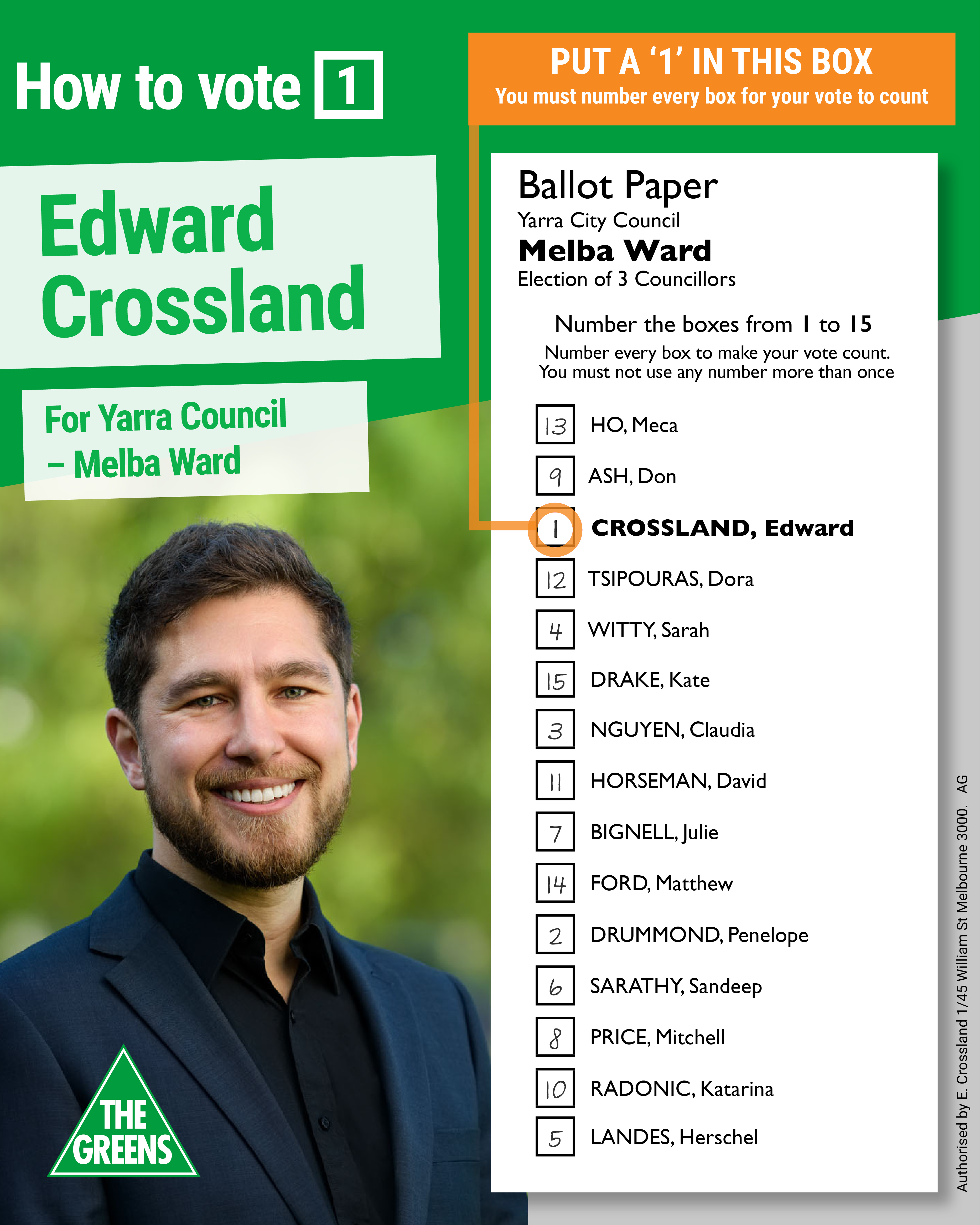 Edward Crossland how to vote card