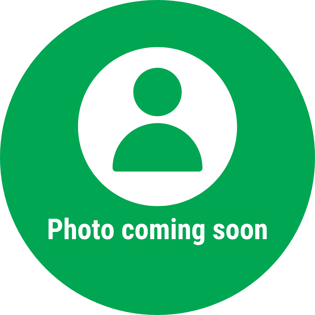 A green circle with a person icon in white and white text saying "Photo coming soon".