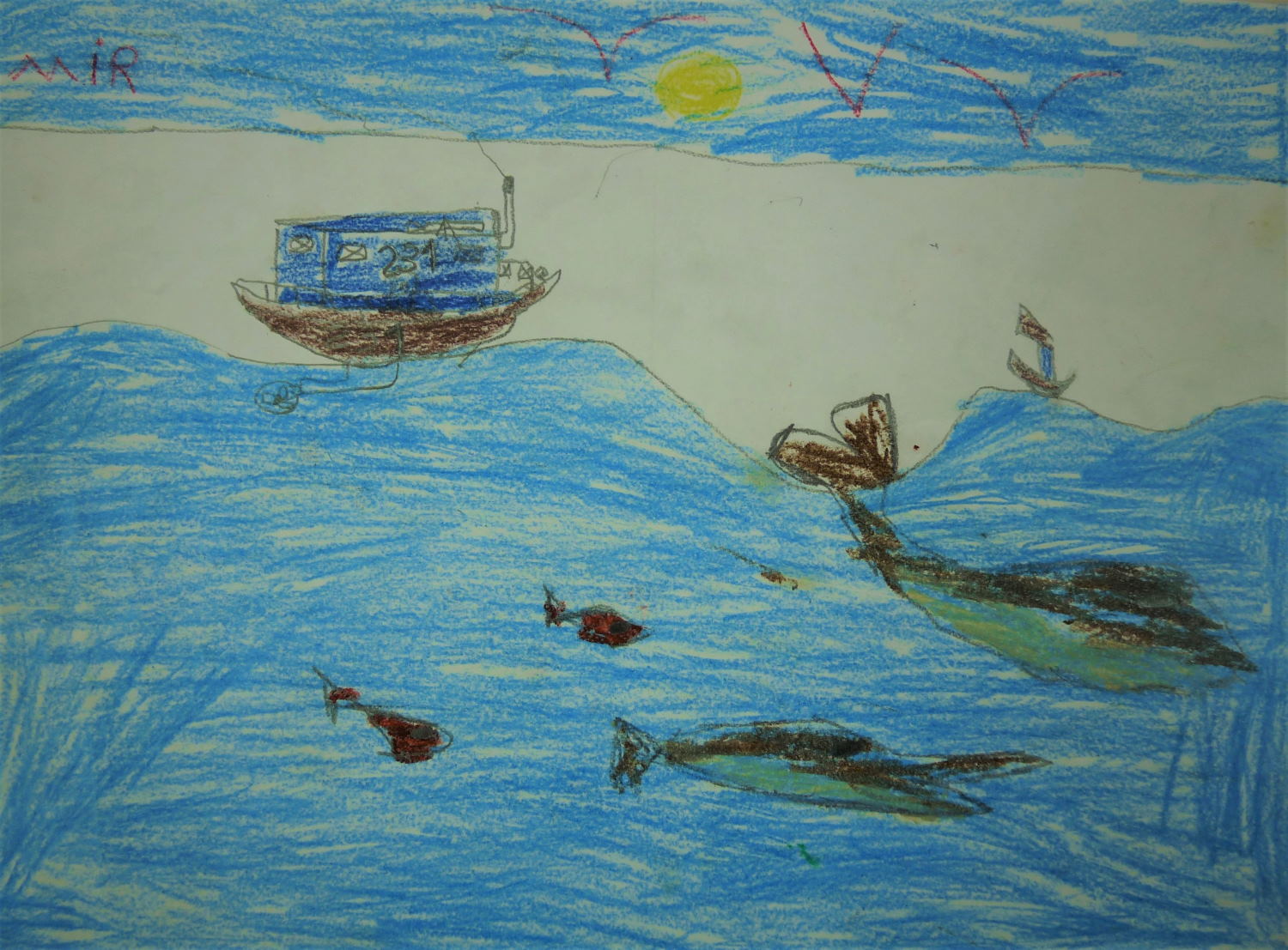 Refugee child boat drawing