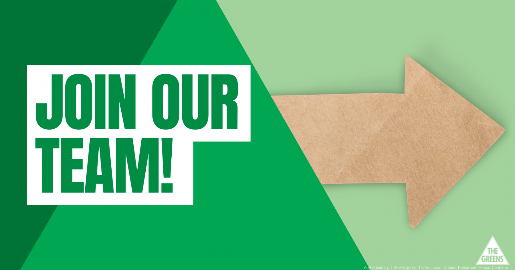 A green background with writing that says "JOIN OUR TEAM" and an arrow pointing towards the sign up form.