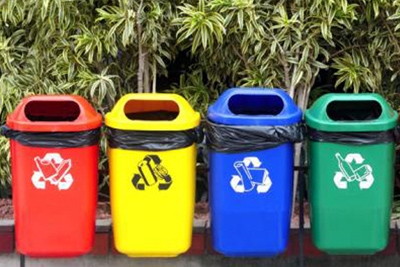 Rainbow waste bins